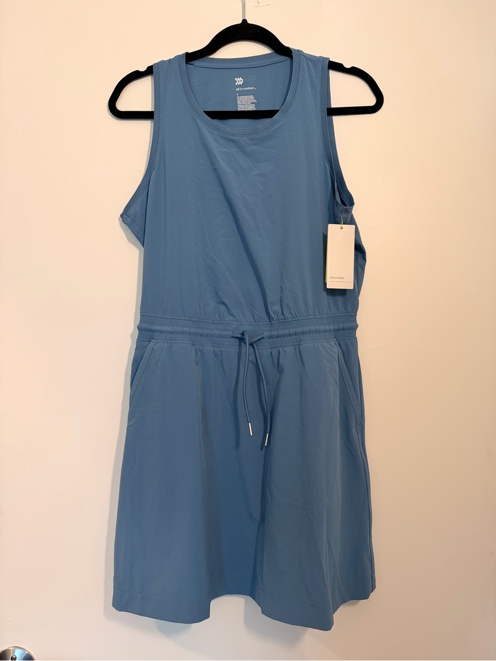 all in motion Light Blue Sleeveless Drawstring Skater Dress